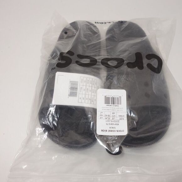 NEW Crocs Coast Slides Sandals Slip On Black Unisex Men's 7 Women's 9 - Picture 7 of 7